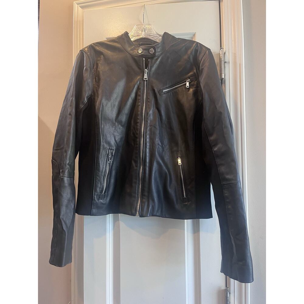 Ralph Lauren Genuine 100% Soft Leather Motorcycle Moto Jacket Size 14 Reg.
